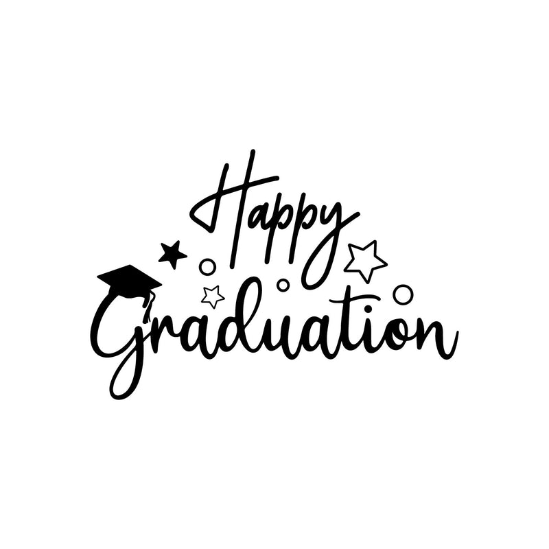 Vinyl Wall Art Decal - Happy Graduation - 25" x 17" - Modern Inspirational Educational Quote Sticker For Teachers Home School Kids Room Work Office Classroom Decor 1