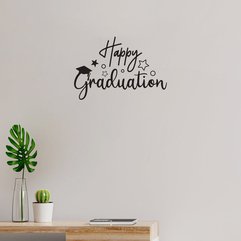 Vinyl Wall Art Decal - Happy Graduation - 25" x 17" - Modern Inspirational Educational Quote Sticker For Teachers Home School Kids Room Work Office Classroom Decor 2