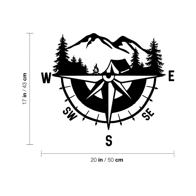 Vinyl Wall Art Decal - Compass Camping Scene - 17" x 20" - Motivating Positive Lifestyle Cool Mountain Design Quote Sticker For Home Living Room Office Storefront Coffee Shop Decor 4