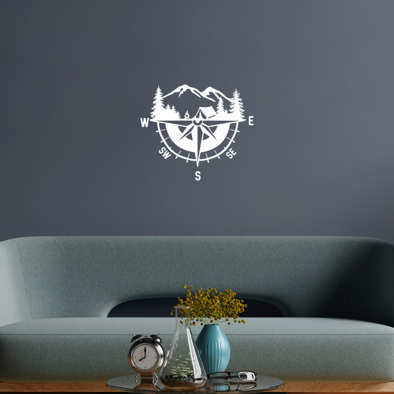 Vinyl Wall Art Decal - Compass Camping Scene - 17" x 20" - Motivating Positive Lifestyle Cool Mountain Design Quote Sticker For Home Living Room Office Storefront Coffee Shop Decor 3