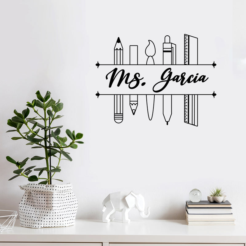 Vinyl Wall Art Decal - Teacher Name Custom - 8.5" x 11" - Fun Educational Class Quote Sticker For School Classroom Playground Kindergarten Preschool Daycare Kinder Decor 2