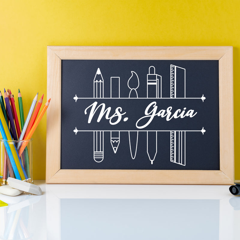 Vinyl Wall Art Decal - Teacher Name Custom - 8.5" x 11" - Fun Educational Class Quote Sticker For School Classroom Playground Kindergarten Preschool Daycare Kinder Decor 2