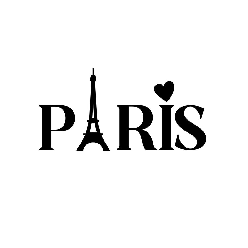 Vinyl Wall Art Decal - Paris Letters - 16" x 8" - Trendy Cute Inspirational French City Quote Sticker For Home Girls Bedroom France Eiffel Tower Icon Store Decor 1