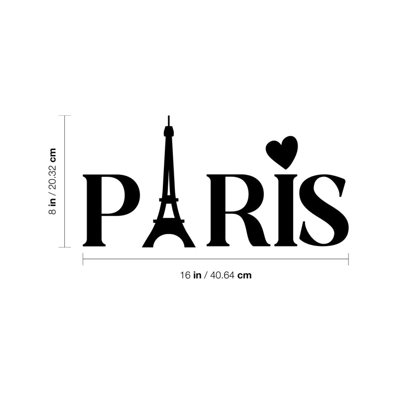 Vinyl Wall Art Decal - Paris Letters - 16" x 8" - Trendy Cute Inspirational French City Quote Sticker For Home Girls Bedroom France Eiffel Tower Icon Store Decor 4