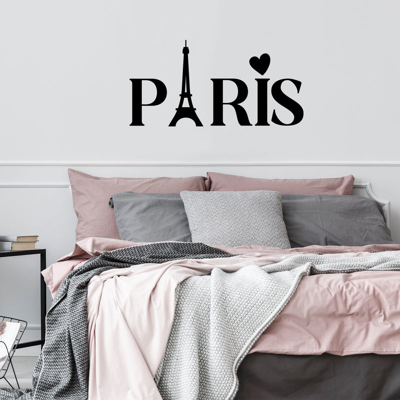 Vinyl Wall Art Decal - Paris Letters - 16" x 8" - Trendy Cute Inspirational French City Quote Sticker For Home Girls Bedroom France Eiffel Tower Icon Store Decor 3