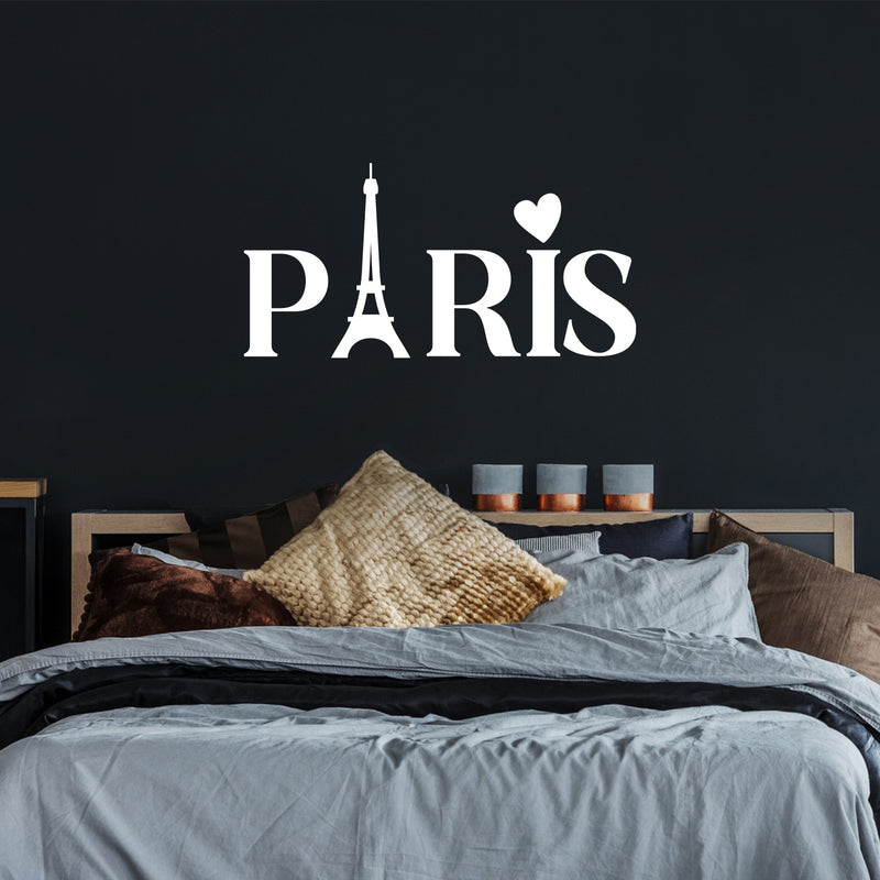 Vinyl Wall Art Decal - Paris Letters - 16" x 8" - Trendy Cute Inspirational French City Quote Sticker For Home Girls Bedroom France Eiffel Tower Icon Store Decor 2