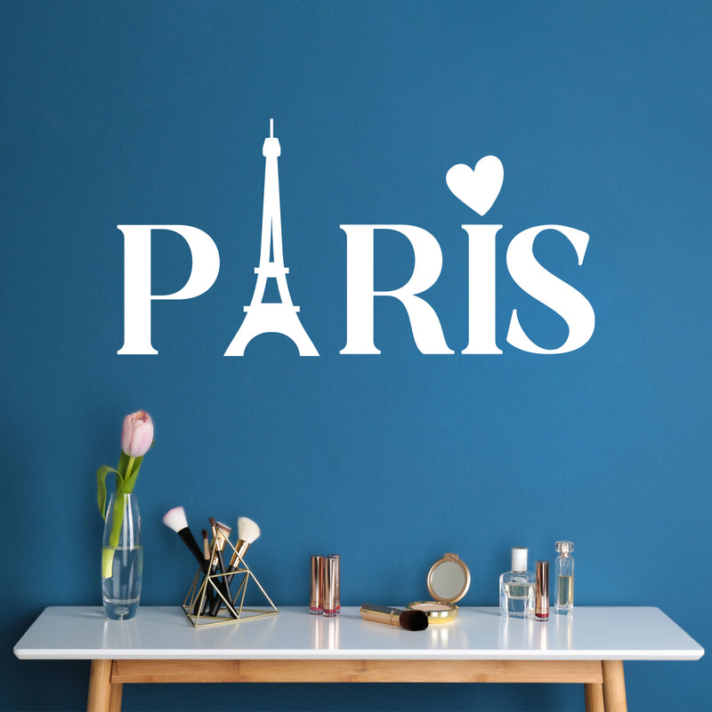 Vinyl Wall Art Decal - Paris Letters - 16" x 8" - Trendy Cute Inspirational French City Quote Sticker For Home Girls Bedroom France Eiffel Tower Icon Store Decor 3