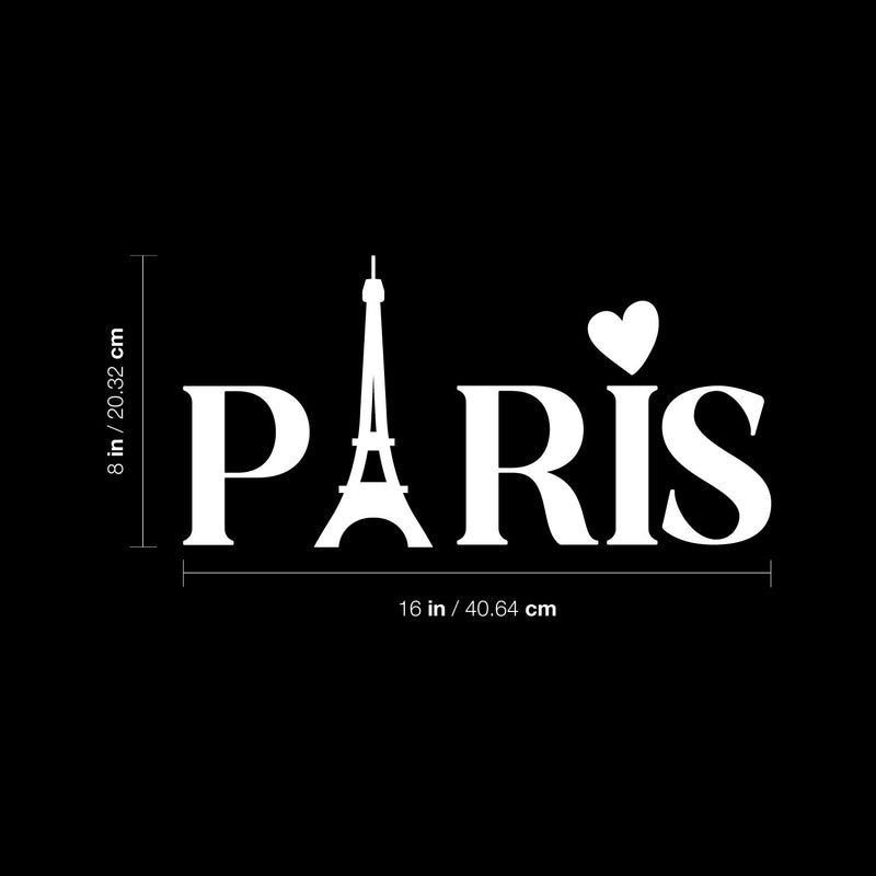 Vinyl Wall Art Decal - Paris Letters - 16" x 8" - Trendy Cute Inspirational French City Quote Sticker For Home Girls Bedroom France Eiffel Tower Icon Store Decor 4