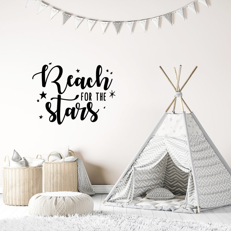 Vinyl Wall Art Decal - Reach For The Stars - - Modern Inspirational Cute girls Quote Sticker For Home School Office Kids room Bedroom Nursery Decor 3