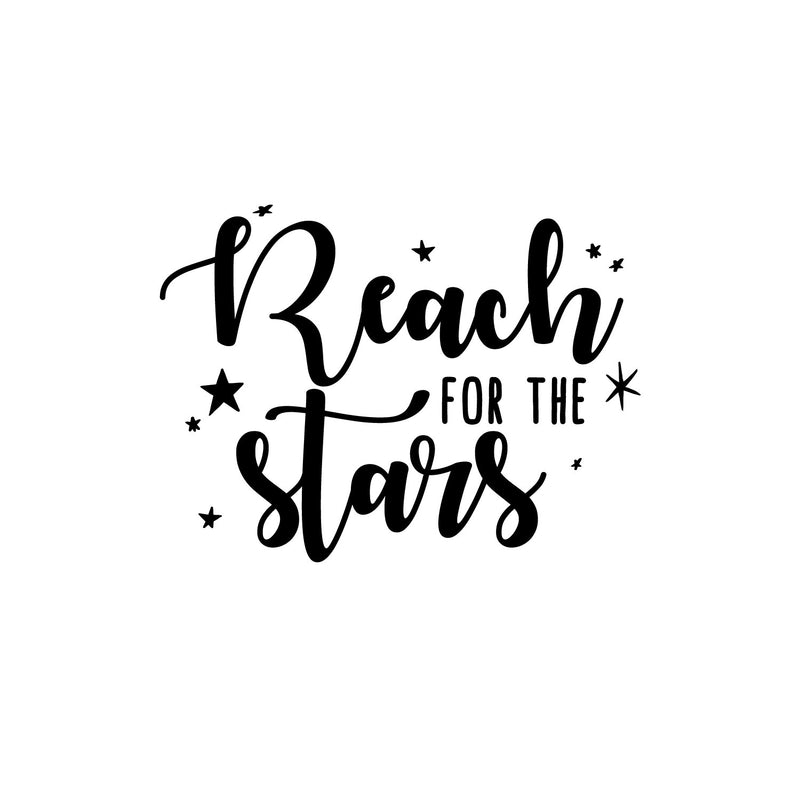 Vinyl Wall Art Decal - Reach For The Stars - 15" x 11.5" - Modern Inspirational Cute girls Quote Sticker For Home School Office Kids room Bedroom Nursery Decor 1