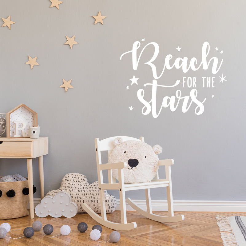 Vinyl Wall Art Decal - Reach For The Stars - 15" x 11.5" - Modern Inspirational Cute girls Quote Sticker For Home School Office Kids room Bedroom Nursery Decor 3