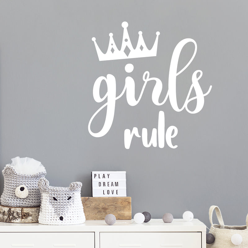 Vinyl Wall Art Decal - Girls Rule - 13" x 13" - Modern Inspirational Cute Quote Sticker For Home School Office Kids room Bedroom Nursery Decor 2