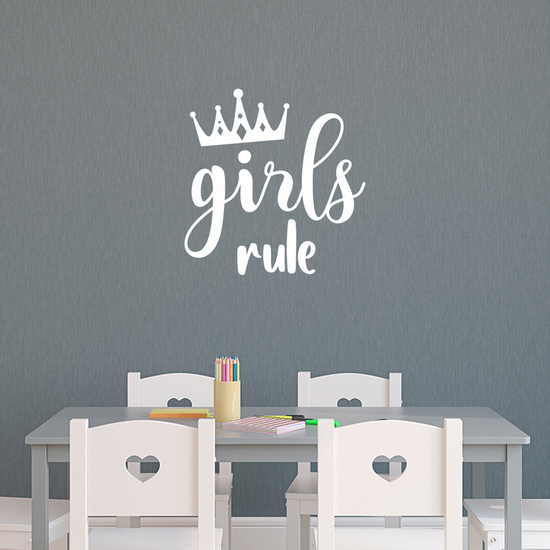 Vinyl Wall Art Decal - Girls Rule - 13" x 13" - Modern Inspirational Cute Quote Sticker For Home School Office Kids room Bedroom Nursery Decor 3
