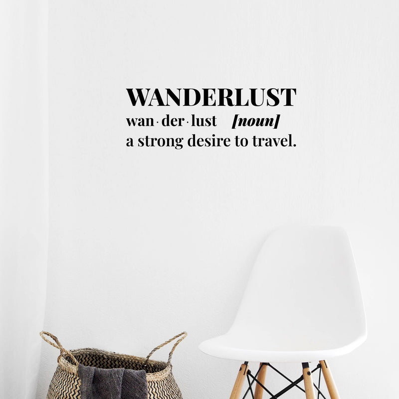 Vinyl Wall Art Decal - Wanderlust. A Strong Desire To Travel - Inspirational Good Vibes Quote Sticker For Adventure Lovers Living Room Office Coffee Shop Storefront Decor 2