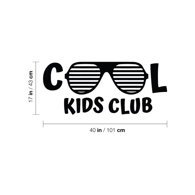 Vinyl Wall Art Decal - Cool Kids Club - 17" x 40" - Trendy Inspirational Cool Glasses Design Sticker For Children Bedroom Home Baby Nursery Daycare Kids Room Decor 4