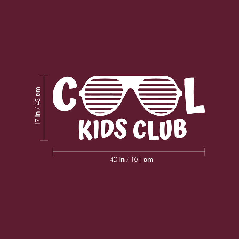 Vinyl Wall Art Decal - Cool Kids Club - 17" x 40" - Trendy Inspirational Cool Glasses Design Sticker For Children Bedroom Home Baby Nursery Daycare Kids Room Decor 4