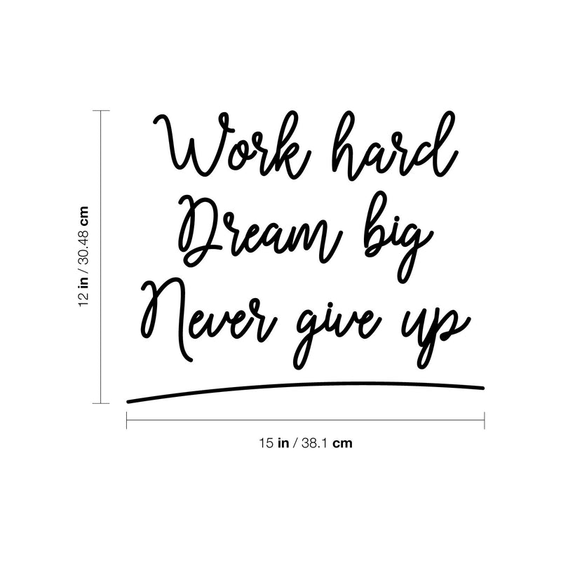 Vinyl Wall Art Decal - Work Hard Dream Big - Trendy Inspirational Positive Vibes Life Quote Sticker For Home Bedroom Living Room Kids Room Playroom Gym Fitness School Coffee Shop Decor 4