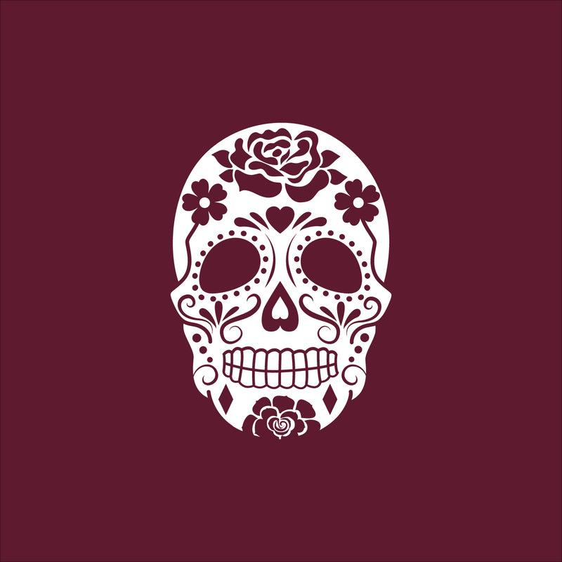 Vinyl Wall Art Decal - Mexican Skull - 21.5" x 15" - Trendy Inspirational Mexico Day Of The Dead Holiday Tradition Floral Design For Home Living Room Office Coffee Shop Storefront Decor 1