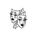 Vinyl Wall Art Decal - Happy And Sad Face - Trendy Inspirational Sticker Design Masks Comedy Tragedy For Home Office Bedroom Living Room Theater Actor Decor 1