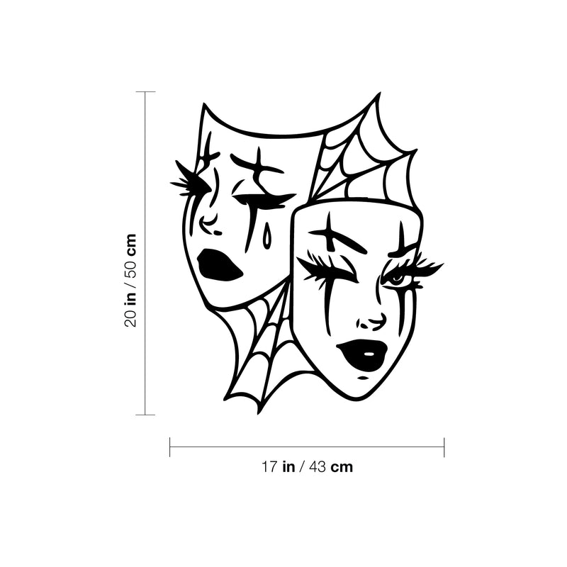 Vinyl Wall Art Decal - Happy And Sad Face - 20" x 17" - Trendy Inspirational Sticker Design Masks Comedy Tragedy For Home Office Bedroom Living Room Theater Actor Decor 4