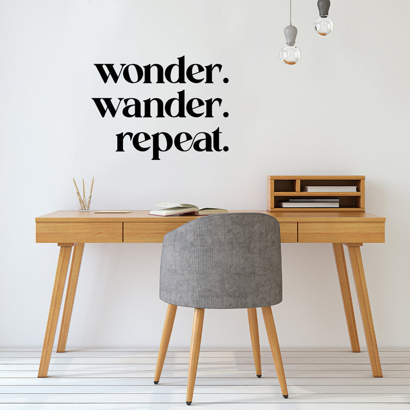 Vinyl Wall Art Decal - Wonder Wander Repeat - Trendy Fun Inspirational Good Vibes Quote Sticker For Home Kids Bedroom Playroom Classroom Daycare Office Coffee Shop Decor 3