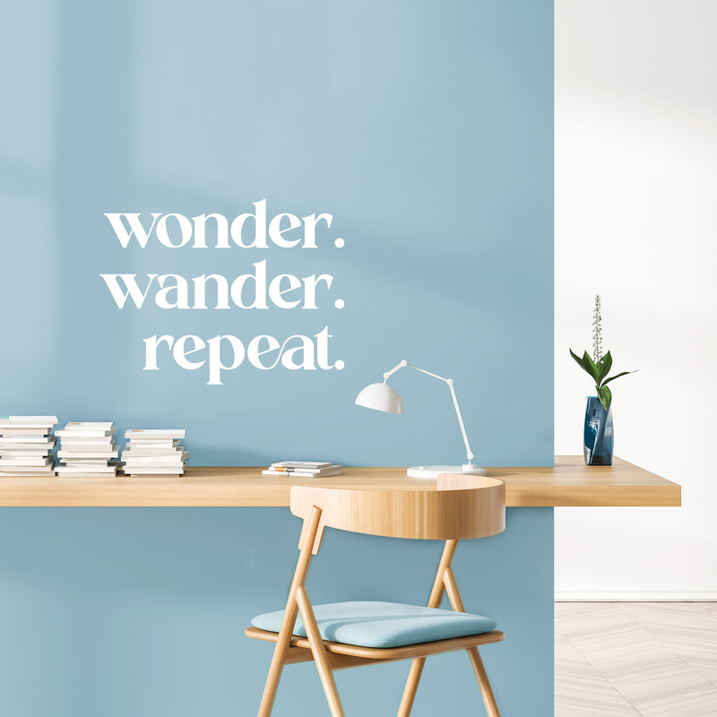 Vinyl Wall Art Decal - Wonder Wander Repeat - Trendy Fun Inspirational Good Vibes Quote Sticker For Home Kids Bedroom Playroom Classroom Daycare Office Coffee Shop Decor 5