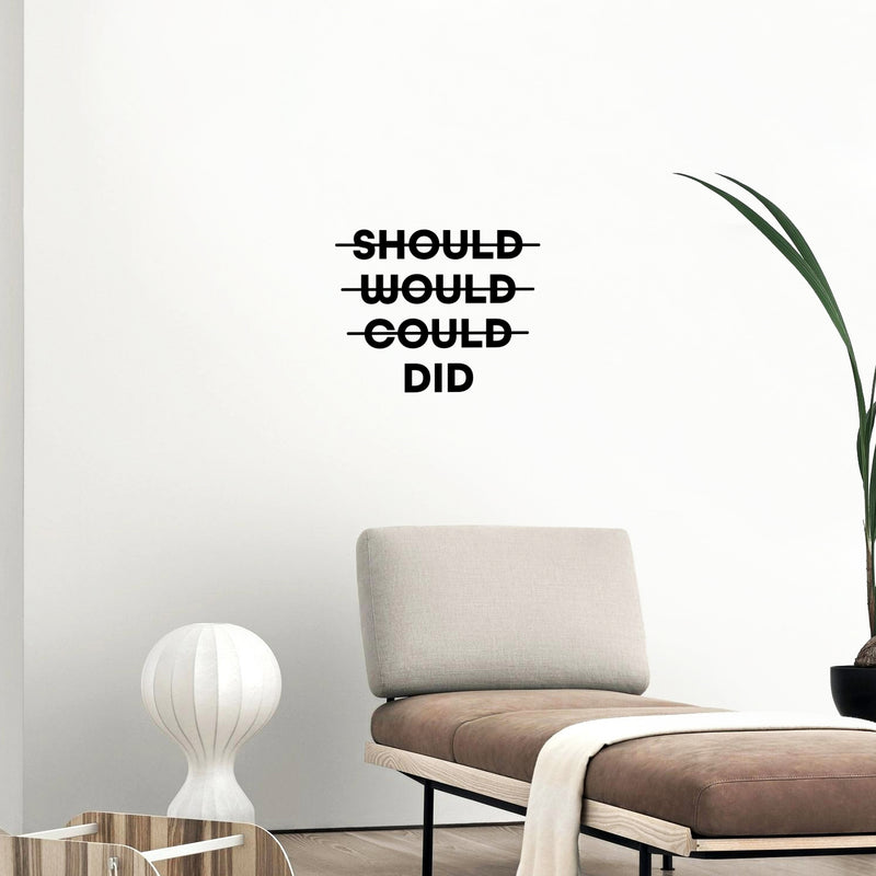 Vinyl Wall Art Decal - Should Would Could Did - 16" x 20" - Trendy Motivating Positive Good Vibes Quote Sticker For Home Bedroom Living Room School Office Gym Fitness Decor 3