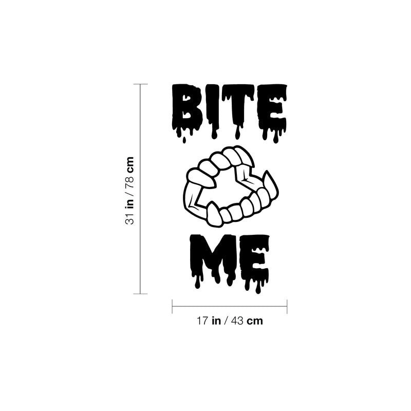 Vinyl Wall Art Decal - Bite Me - 31" x 17" - Trendy Lovely Funny Seasonal Fangs Design Sticker For Home Family Room Windows Entry Doors Office Coffee Shop School Spooky Decor 4