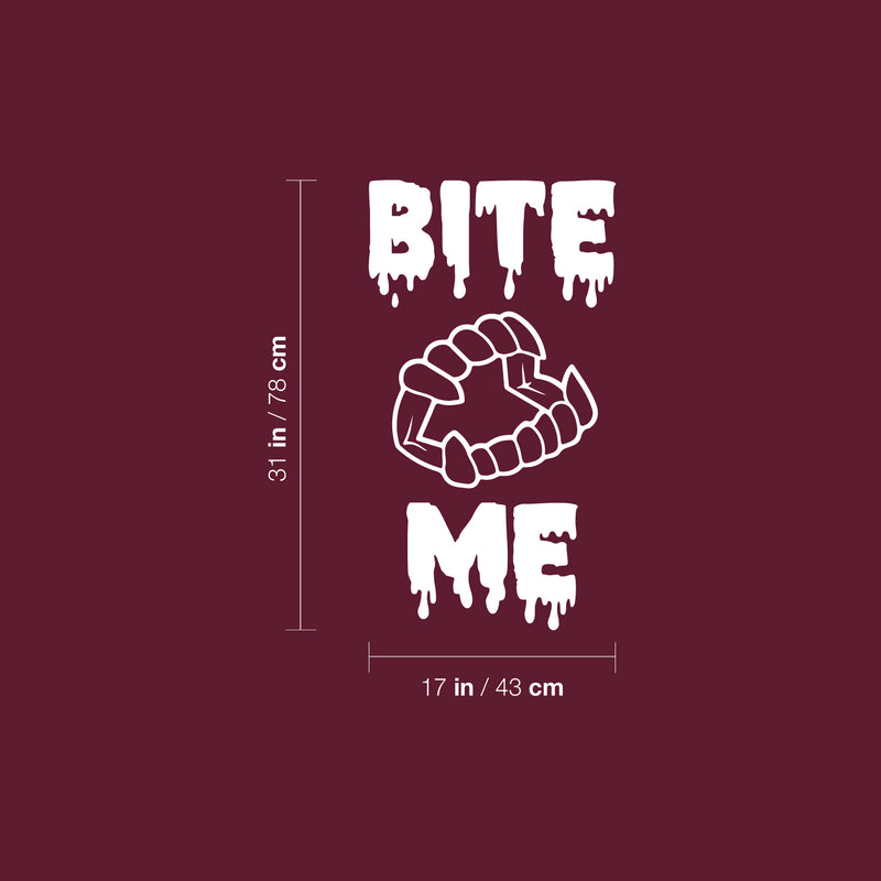 Vinyl Wall Art Decal - Bite Me - Trendy Lovely Funny Seasonal Fangs Design Sticker For Home Family Room Windows Entry Doors Office Coffee Shop School Spooky Decor 5