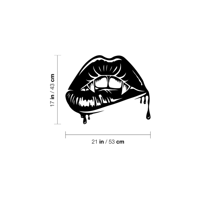 Vinyl Wall Art Decal - Vampire Kiss - 17" x 21" - Trendy Figure Lips Design Sticker For Home Bedroom Office Closet Make Up Mirror Boutique Beauty Salon Decor 4