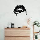 Vinyl Wall Art Decal - Vampire Kiss - Trendy Figure Lips Design Sticker For Home Bedroom Office Closet Make Up Mirror Boutique Beauty Salon Decor 2