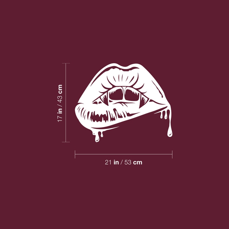 Vinyl Wall Art Decal - Vampire Kiss - 17" x 21" - Trendy Figure Lips Design Sticker For Home Bedroom Office Closet Make Up Mirror Boutique Beauty Salon Decor 4