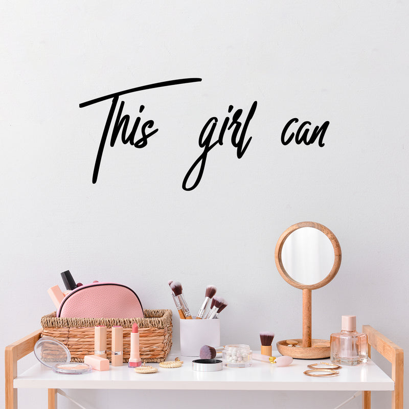 Vinyl Wall Art Decal - This Girl Can - Trendy Positive Motivational Good Vibes Quote Sticker For Girls Room Closet Playroom Living Room Office Yoga Ballet Feminine Decor 2