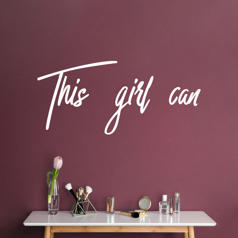 Vinyl Wall Art Decal - This Girl Can - 6" x 13" - Inspiring Trendy Lovely Positive Good Vibes Girly Quote Sticker For Bedroom Closet Playroom Boutique Beauty Salon Feminine Decor 2