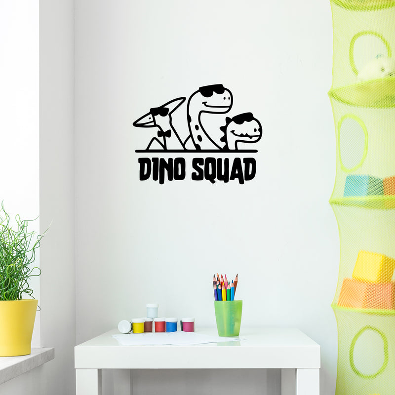 Vinyl Wall Art Decal - Dino Squad - Trendy Funny Lovely Brontosaurus Design Quote Sticker For Toddlers Bedroom Baby's Nursery Playroom Daycare Kindergarten Playground Decor 2