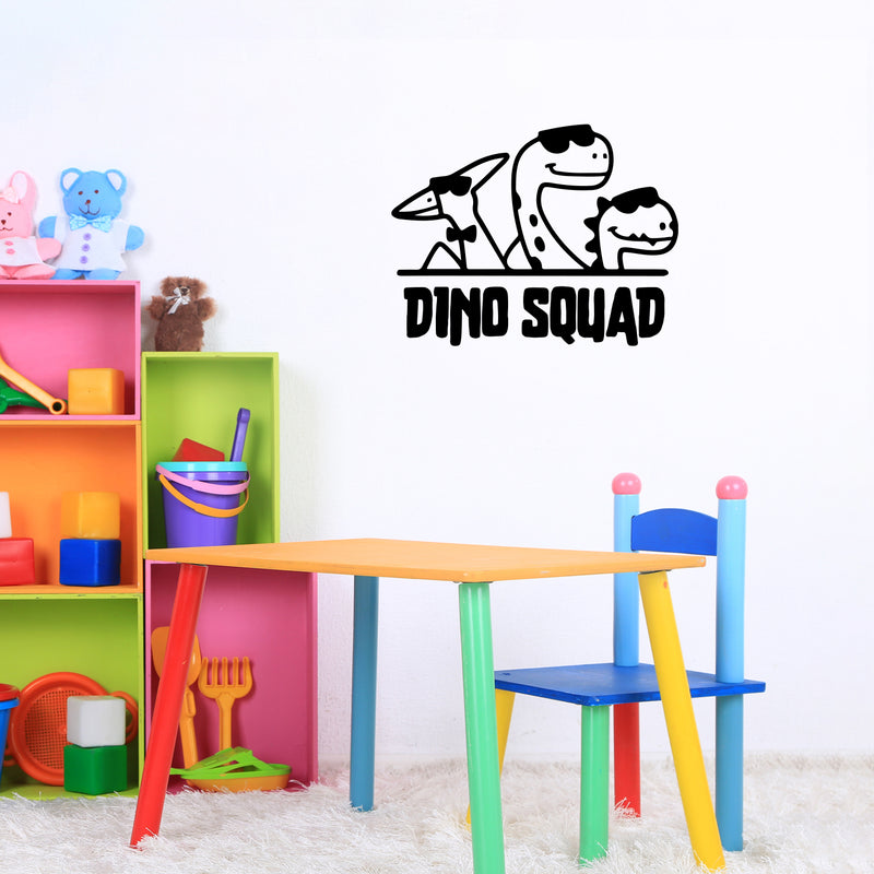 Vinyl Wall Art Decal - Dino Squad - Trendy Funny Lovely Brontosaurus Design Quote Sticker For Toddlers Bedroom Baby's Nursery Playroom Daycare Kindergarten Playground Decor 3