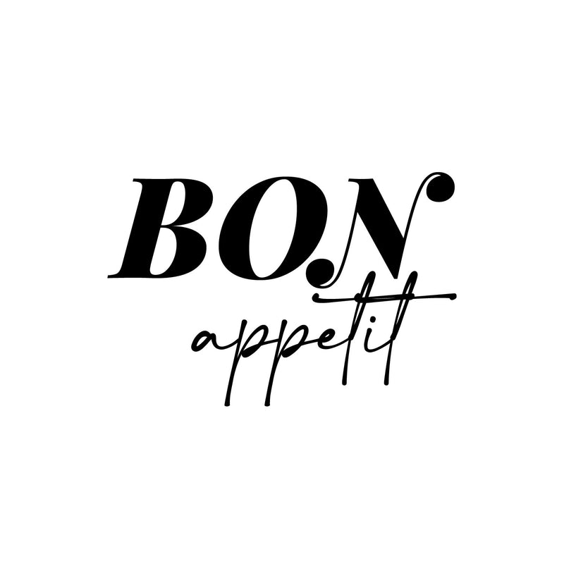 Vinyl Wall Art Decal - Bon Appetit - Trendy Lovely Fun Good Vibes Quote Sticker For Home Kitchen Dining Room Dinner Restaurant Cafeteria Coffee Shop Storefront Decor 1