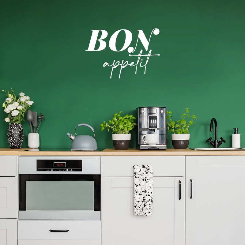 Vinyl Wall Art Decal - Bon Appetit - 8" x 15" - Trendy Lovely Fun Good Vibes Quote Sticker For Home Kitchen Dining Room Dinner Restaurant Cafeteria Coffee Shop Storefront Decor 3