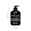Vinyl Wall Art Decal - Just Wash Your Hands Please Silhouette - 10" x 20" - Hand Sanitizer Shape Motivational Quote Sticker For Home Bedroom Kitchen Restroom Bathroom Decor 4