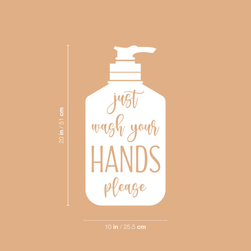 Vinyl Wall Art Decal - Just Wash Your Hands Please Silhouette - 10" x 20" - Hand Sanitizer Shape Motivational Quote Sticker For Home Bedroom Kitchen Restroom Bathroom Decor 4