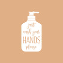 Vinyl Wall Art Decal - Just Wash Your Hands Please Silhouette - 10" x 20" - Hand Sanitizer Shape Motivational Quote Sticker For Home Bedroom Kitchen Restroom Bathroom Decor 1
