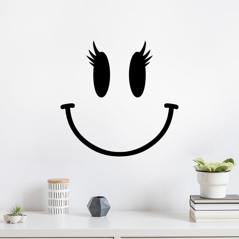 Vinyl Wall Art Decal - Happy Face - 13. Modern Inspirational Positive Quote Sticker For Home Office Bedroom Window Living Room School Playroom Coffee Shop Decor 2