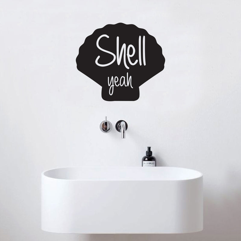 Vinyl Wall Art Decal - Shell Yeah - Minimal Cute Adhesive Stickers Shell Design For Home Bedroom Bathroom Kids Room Living Room Beach Icon Store Sea Decor 2