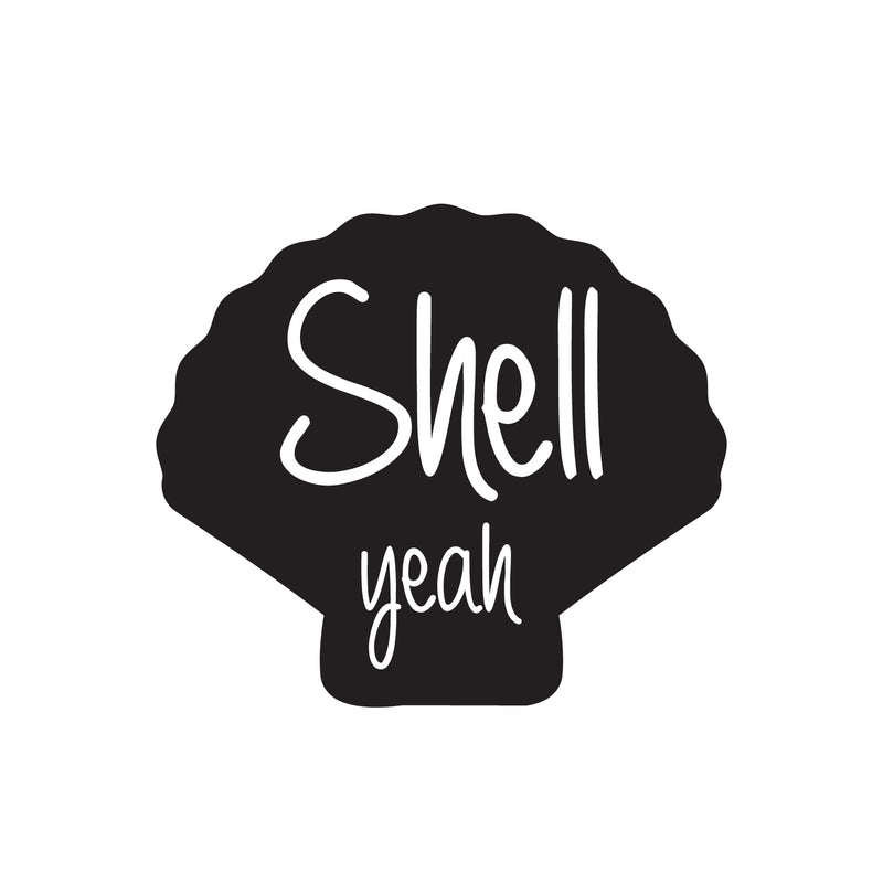 Vinyl Wall Art Decal - Shell Yeah - Minimal Cute Adhesive Stickers Shell Design For Home Bedroom Bathroom Kids Room Living Room Beach Icon Store Sea Decor 1