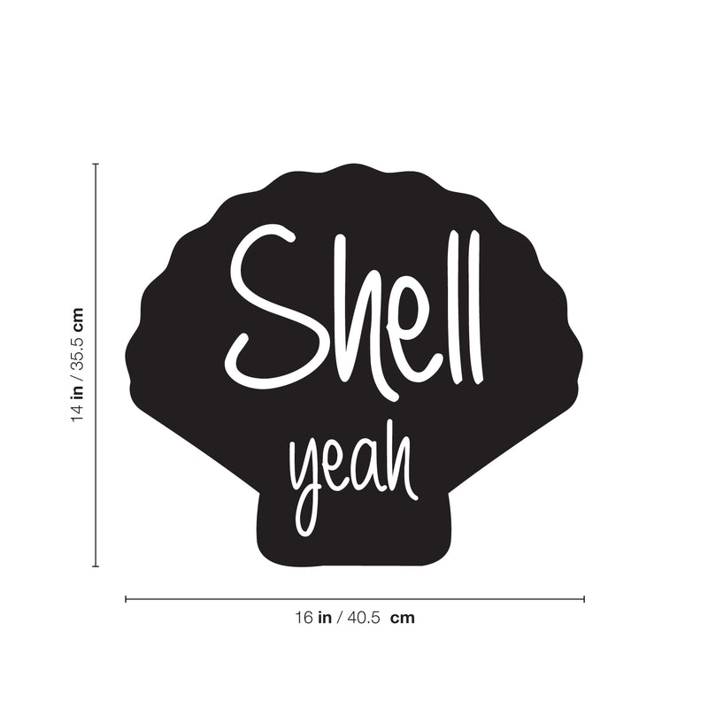 Vinyl Wall Art Decal - Shell Yeah - 14" x 16" - Minimal Cute Adhesive Stickers Shell Design For Home Bedroom Bathroom Kids Room Living Room Beach Icon Store Sea Decor 4