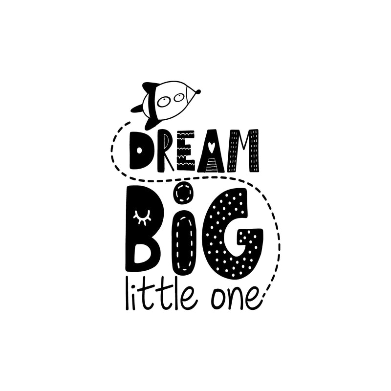 Vinyl Wall Art Decal - Dream Big Little One - 23" x 17" - Trendy Inspirational Cute Design Sticker For Children Bedroom Home Baby Nursery Daycare Kids Room Decor 1