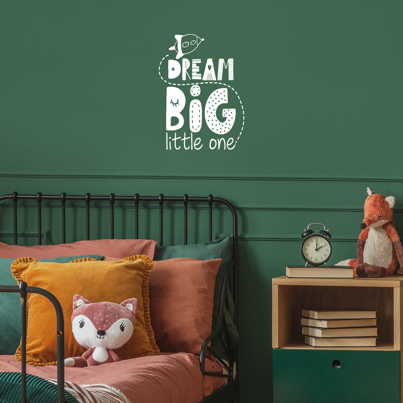 Vinyl Wall Art Decal - Dream Big Little One - 23" x 17" - Trendy Inspirational Cute Design Sticker For Children Bedroom Home Baby Nursery Daycare Kids Room Decor 2