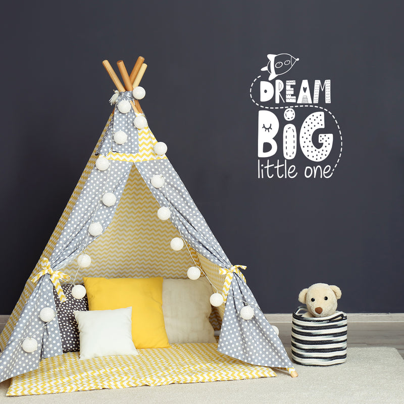 Vinyl Wall Art Decal - Dream Big Little One - 23" x 17" - Trendy Inspirational Cute Design Sticker For Children Bedroom Home Baby Nursery Daycare Kids Room Decor 3