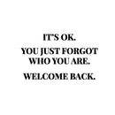 Vinyl Wall Art Decal - It's Ok You Just Forgot Who You Are Welcome Back - 7" x 12" - Motivational Lovely Quote Sticker For Home Bedroom Closet Living Room Office Coffee Shop Decor 1