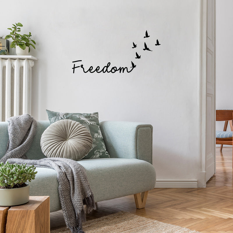 Vinyl Wall Art Decal - Freedom - 10" x 20" - Modern Inspirational Good Vibes Quote Bird Silhouette Design Sticker For Home Office Bedroom Closet Living Room Decor 3